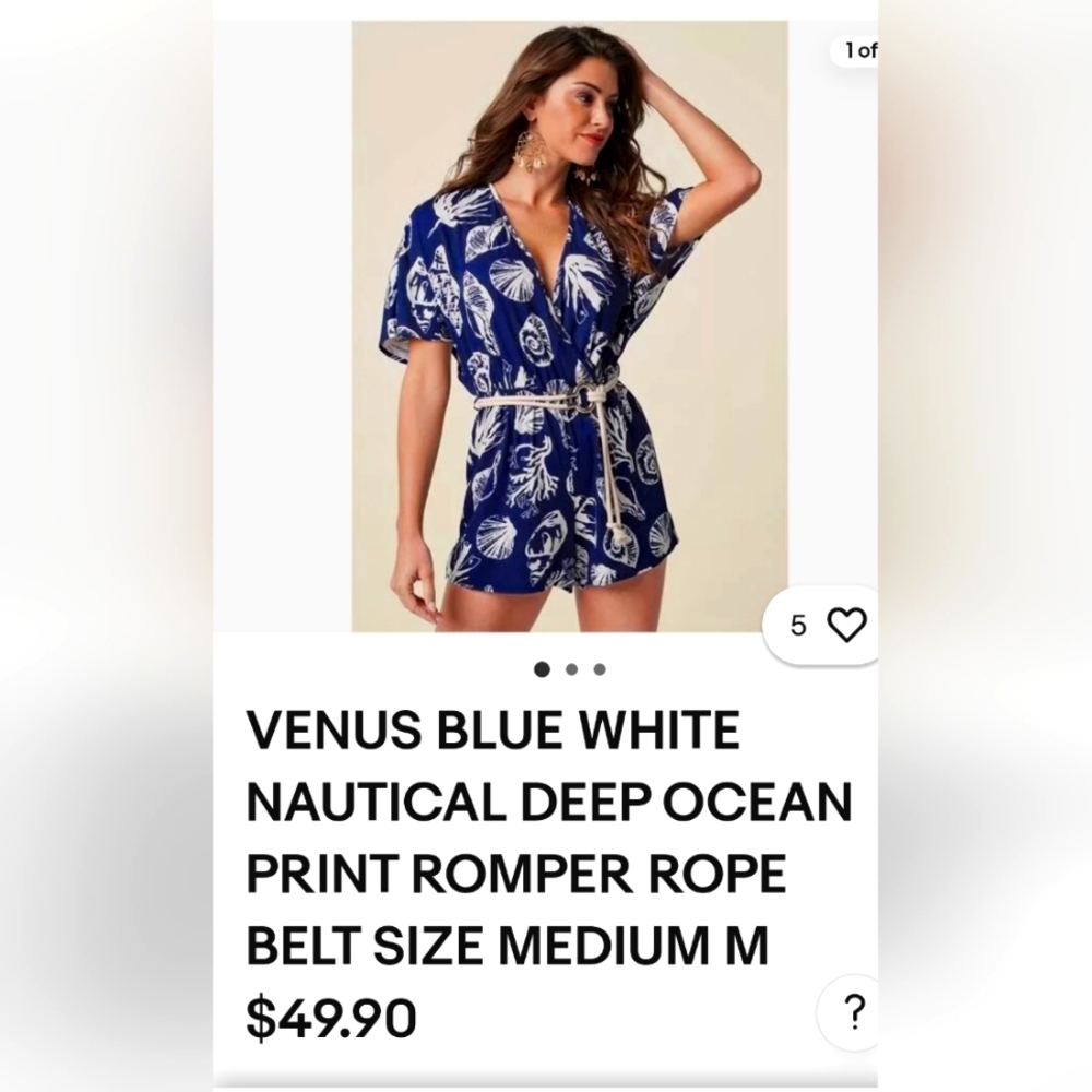 VENUS S Seashell Romper with Rope Belt